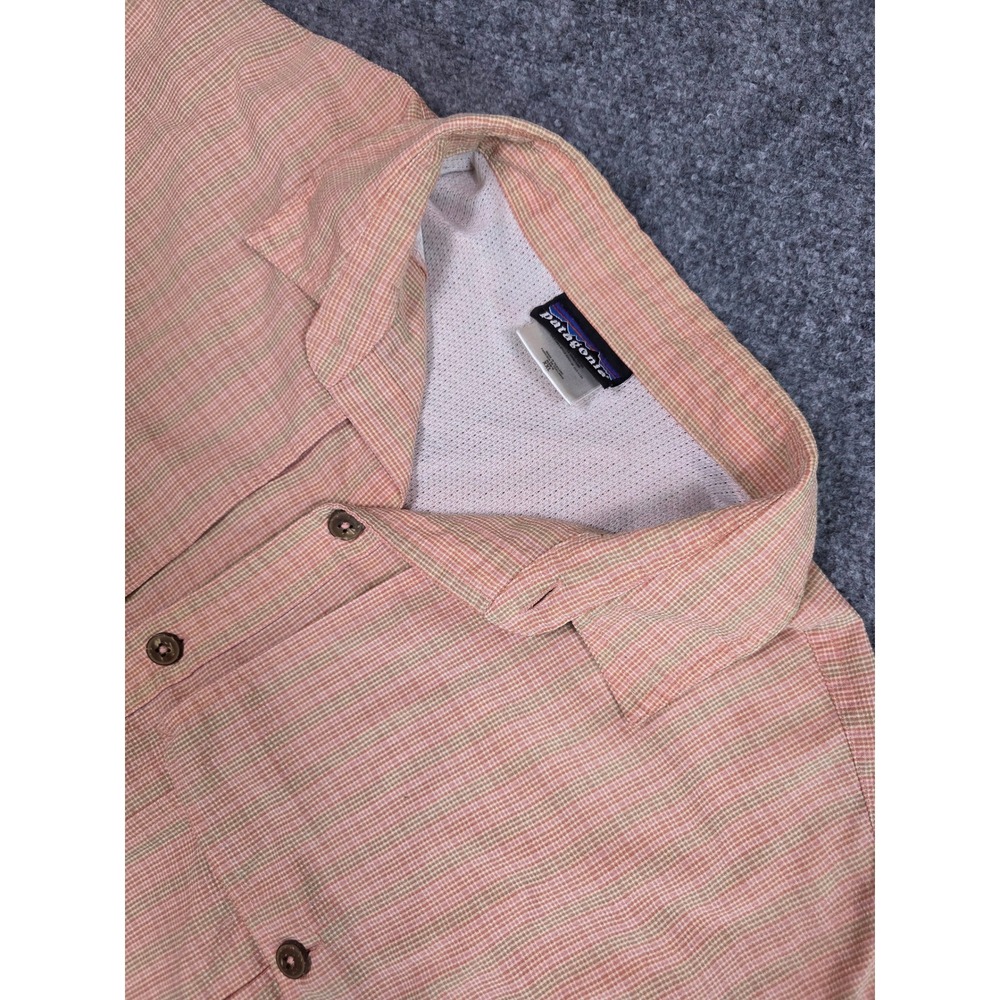 Patagonia Fishing Shirt Mens XXL Orange Check Long Sleeve Mesh Back Vent